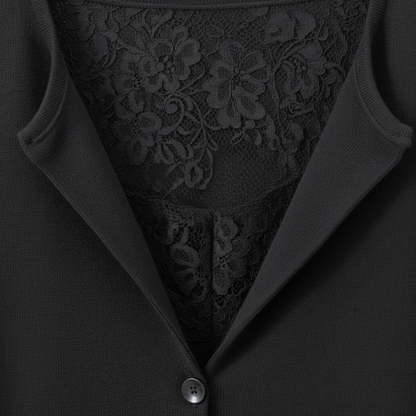 Cárdigan Chic de Encaje con Corte V - LÚVORA