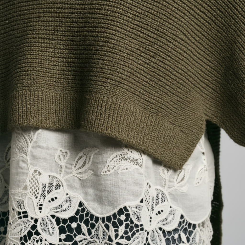 Suéter Verde de Punto con Encaje - LÚVORA
