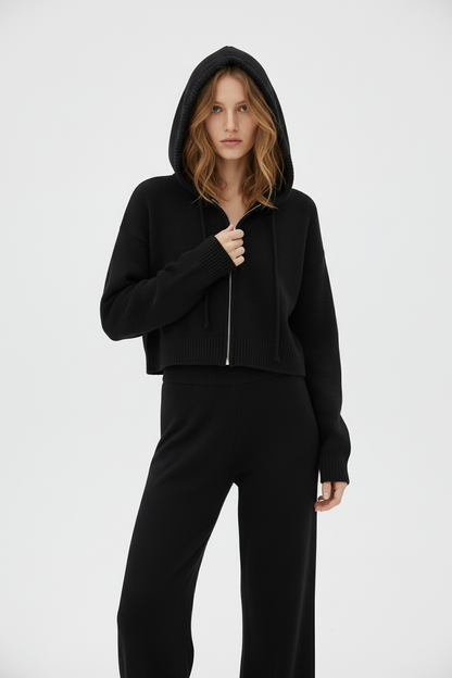 Cárdigan Con Capucha y Cremallera Chic - LÚVORA