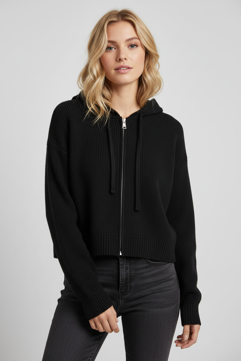 Cárdigan Con Capucha y Cremallera Chic - LÚVORA