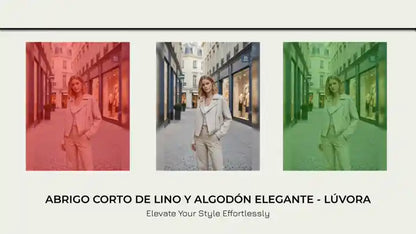 Abrigo Corto de Lino y Algod&oacute;n Elegante - L&Uacute;VORA by@Outfy