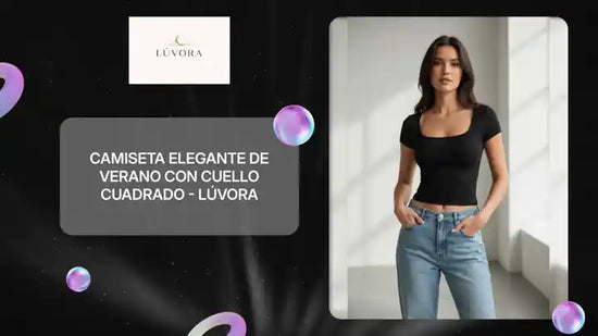 Camiseta Elegante de Verano con Cuello Cuadrado - L&Uacute;VORA by@Outfy