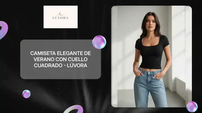Camiseta Elegante de Verano con Cuello Cuadrado - L&Uacute;VORA by@Outfy